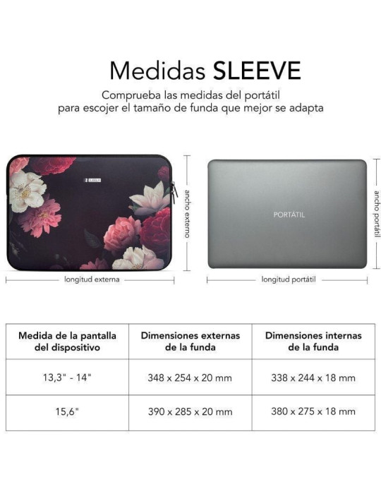 Funda Subblim Trendy Sleeve Neo Flowers para Portátiles hasta 15.6"