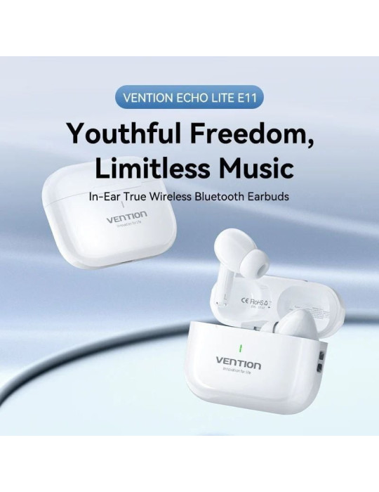 Auriculares Bluetooth Vention Echo Lite E11 con estuche de carga/ Autonomía 6h/ Blancos