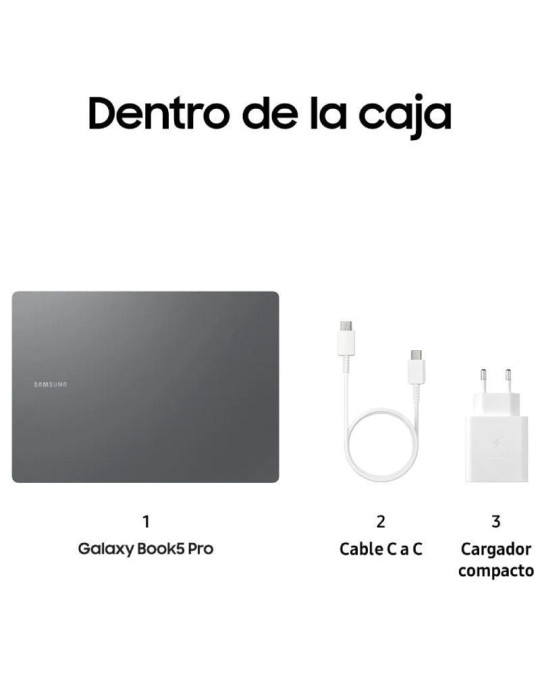 Portátil Samsung Galaxy Book5 Pro Intel Core Ultra 7-256V/ 16GB/ 512GB SSD/ 14" Tactil/ Win11 Pro