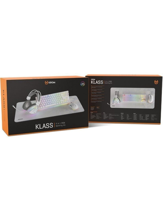 Pack Gaming Krom Klass/ Teclado RGB + Ratón Óptico RGB + Alfombrilla + Auriculares RGB