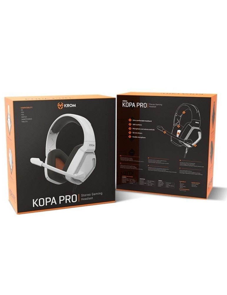 Auriculares Gaming con Micrófono Krom Kopa Pro/ Jack 3.5/ Blancos