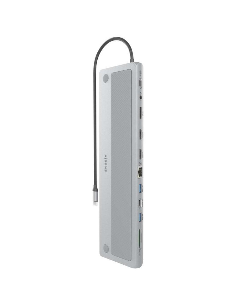 Docking USB Tipo-C Aisens ASUC-12P020-GR/ 2xHDMI 4K/ 3xUSB/ 1xUSB Tipo-C/ 1xRJ45/ 1xDisplayPort/ 1xLector Tarjetas/ 1xUSB Tipo-C