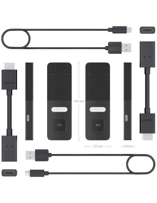 Adaptador/Transmisor de vídeo inalámbrico HDMI Aisens ASWL-H2K30M001-BK