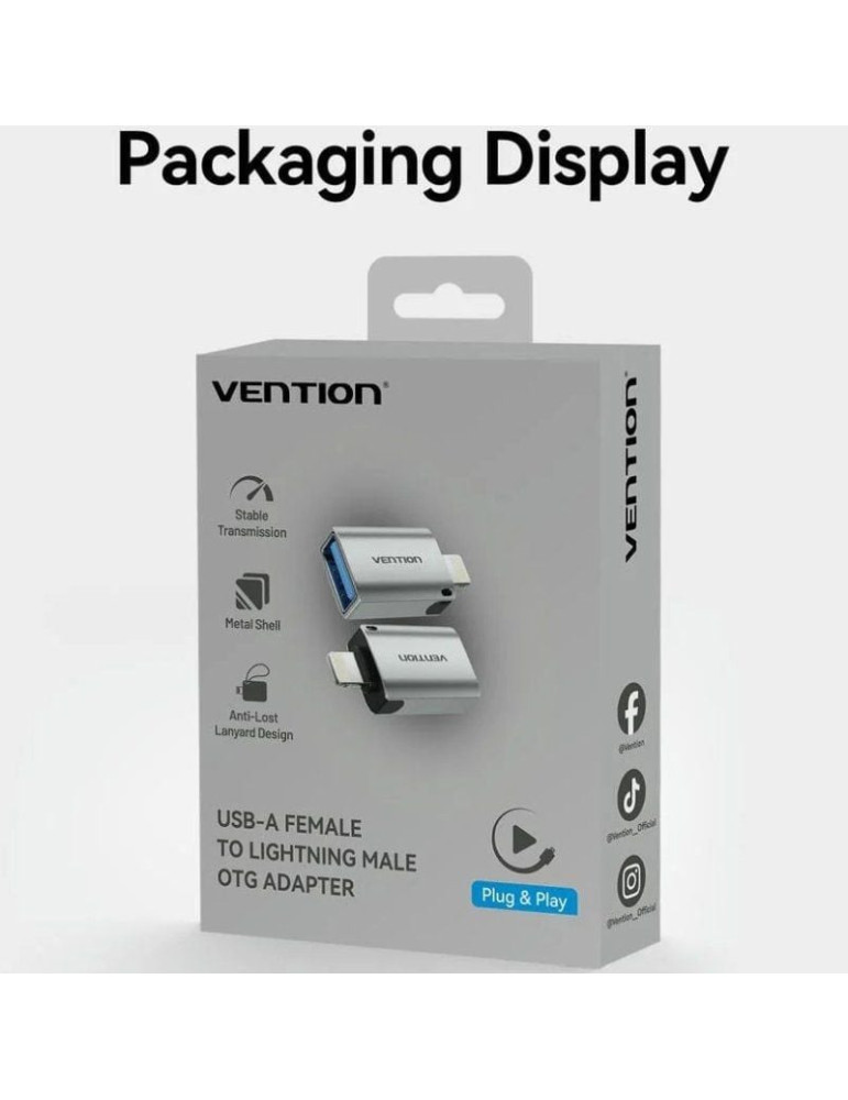 Adaptador OTG USB Vention CUCH0/ USB Hembra - Lightning Macho/ Azul