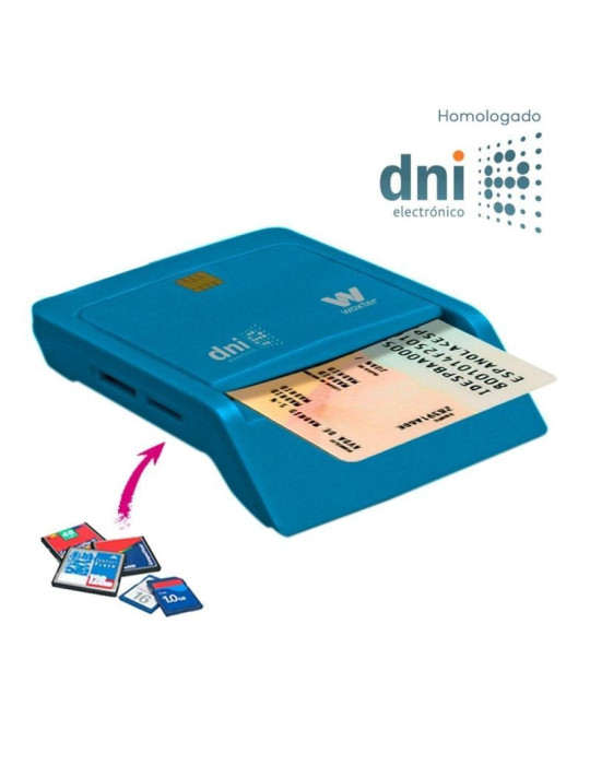 Lector de DNI y Tarjetas Woxter Combo PE26-146/ Azul/ USB 2.0/ Azul