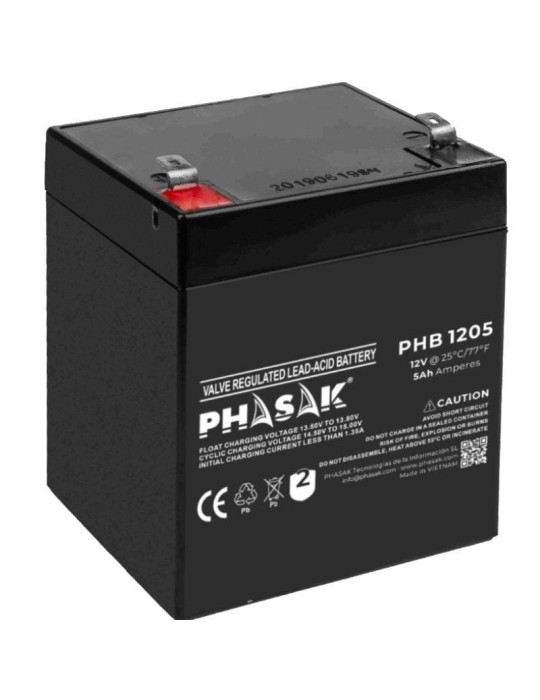 Batería Phasak PHB 1205 compatible con SAI/UPS PHASAK según especificaciones