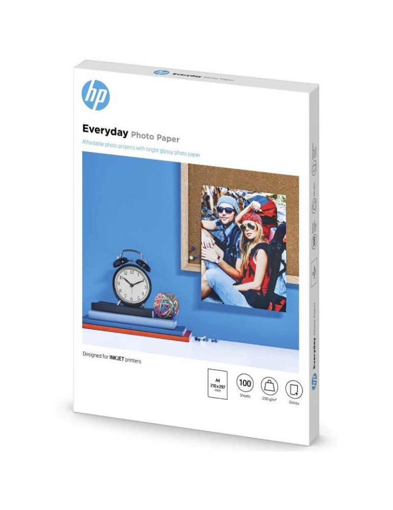 Papel Fotográfico HP Everyday Q2510A/ DIN A4/ 200g/ 100 Hojas