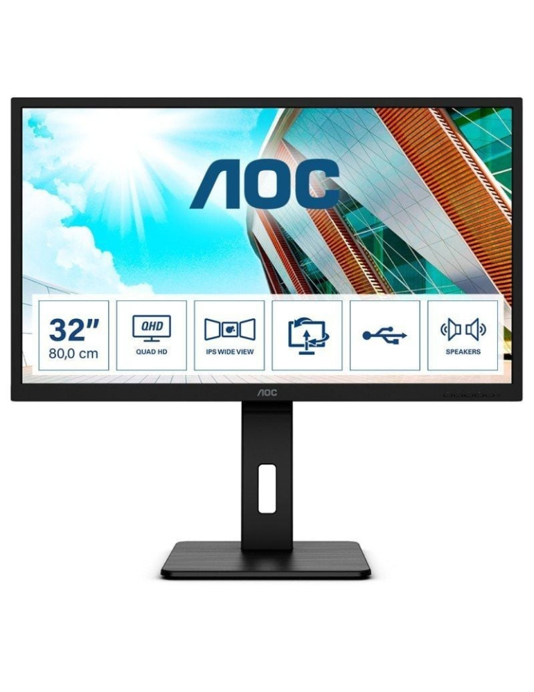 Monitor Profesional AOC Q32P2 31.5"/ QHD/ Multimedia/ Negro