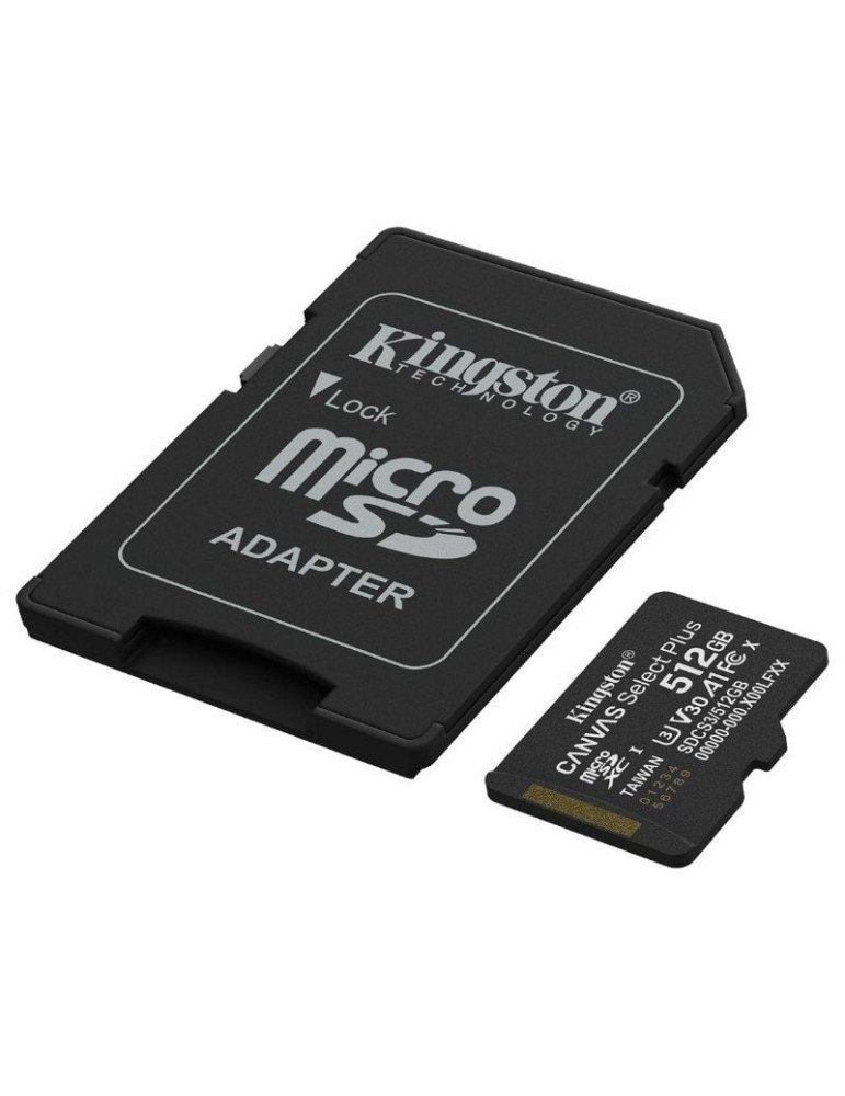Tarjeta de Memoria Kingston CANVAS Select Plus 512GB microSD XC con Adaptador/ Clase 10/ 150MBs