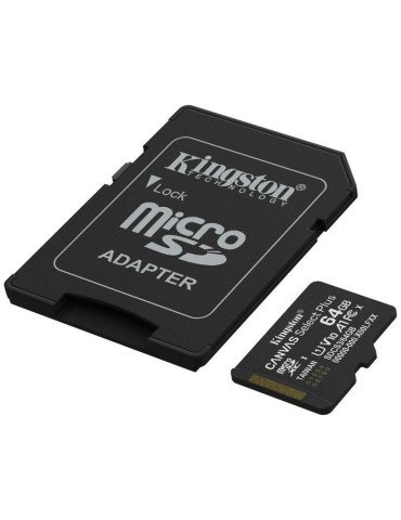 Tarjeta de Memoria Kingston CANVAS Select Plus 64GB microSD XC con Adaptador/ Clase 10/ 100MBs 2