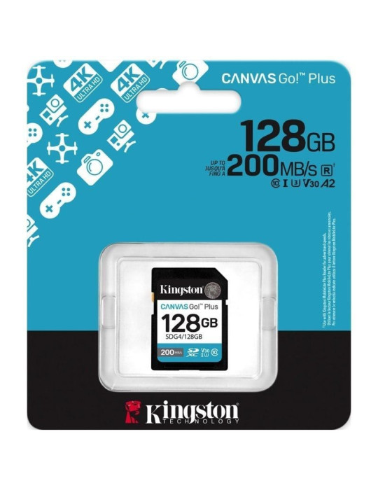 Tarjeta de Memoria Kingston CANVAS Go! Plus 128GB SD XC/ Clase 10/ 200MBs