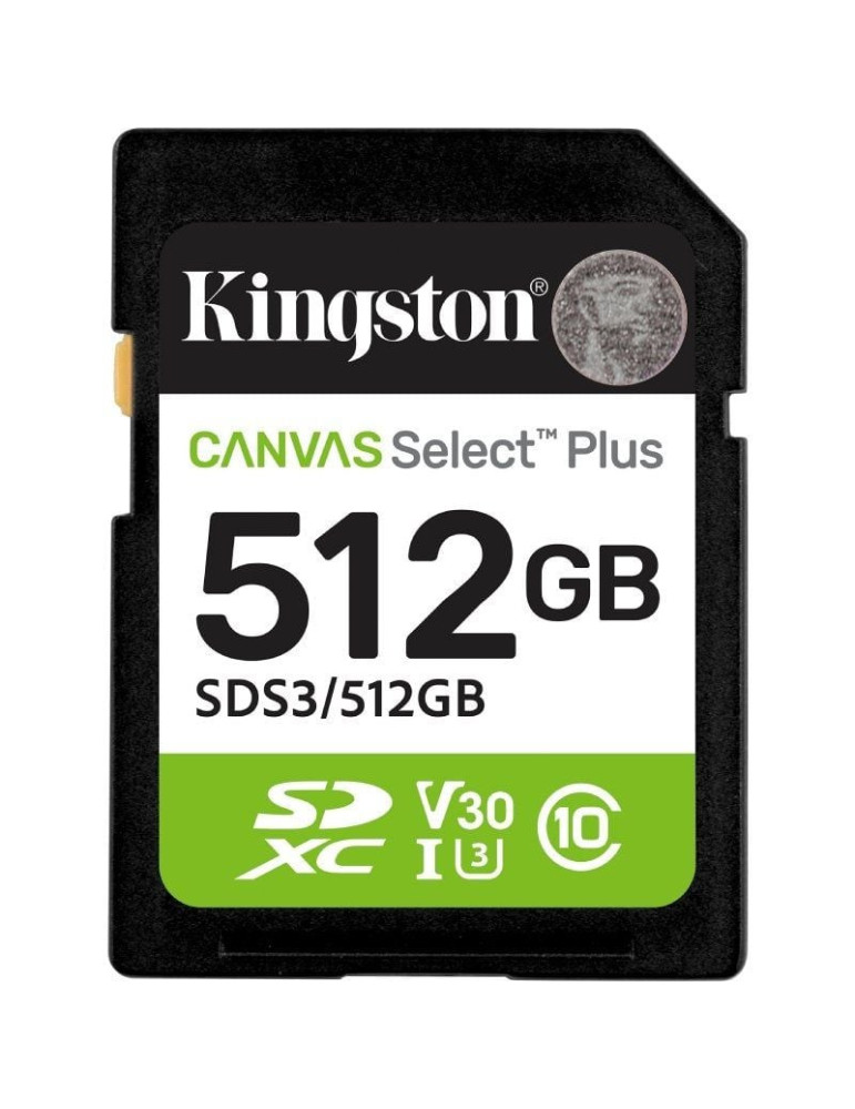 Tarjeta de Memoria Kingston CANVAS Select Plus 512GB SD XC/ Clase 10/ 150MBs