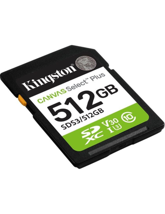 Tarjeta de Memoria Kingston CANVAS Select Plus 512GB SD XC/ Clase 10/ 150MBs