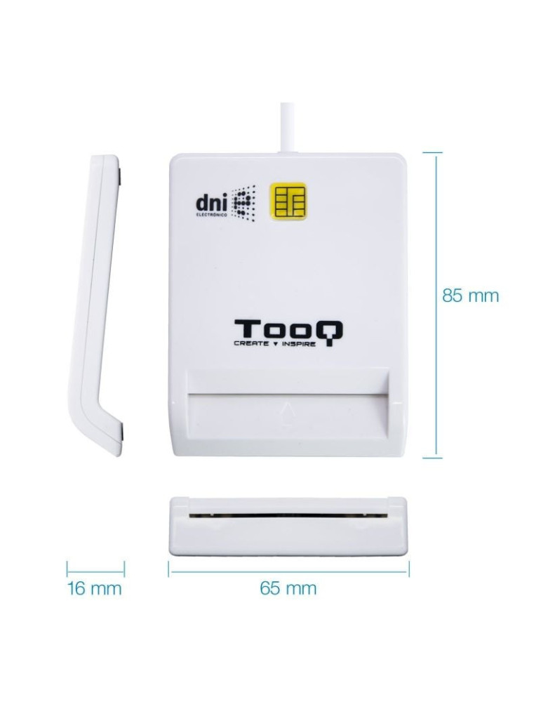 Lector de DNI TooQ TQR-210W/ USB 2.0/ Blanco