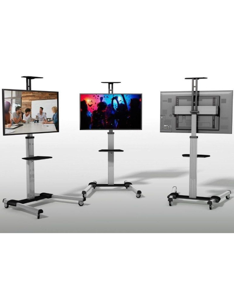 Soporte de Suelo Inclinable/ Orientable con Ruedas Fonestar STS-4064P para TV de 37-70"/ hasta 50kg