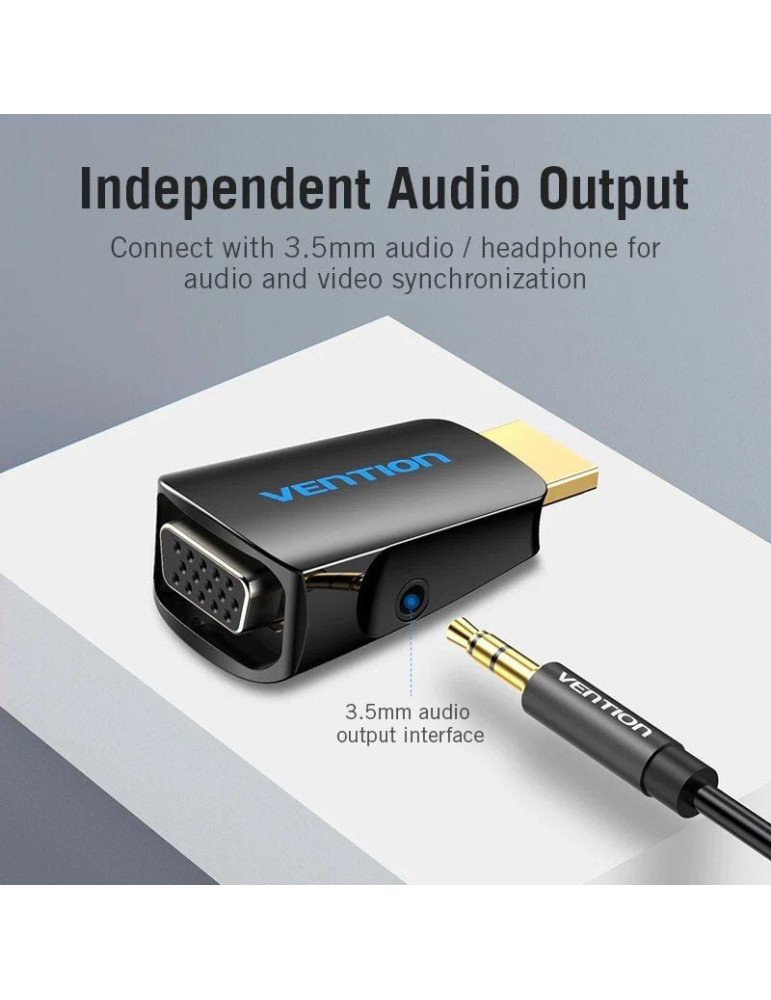 Adaptador Conversor Vention AIDB0/ HDMI Macho a VGA Hembra/ Audio Jack 3.5mm