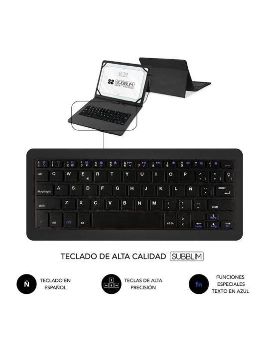 Funda con Teclado Subblim Keytab Pro USB para Tablets de 10.1"-11"/ Negra