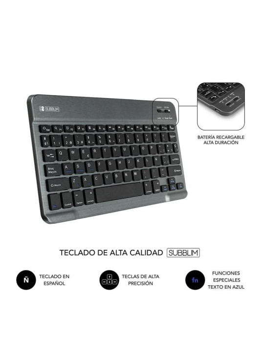 Funda con Teclado Subblim Keytab Pro Bluetooth para Tablets de 10.1"-10.8"/ Gris