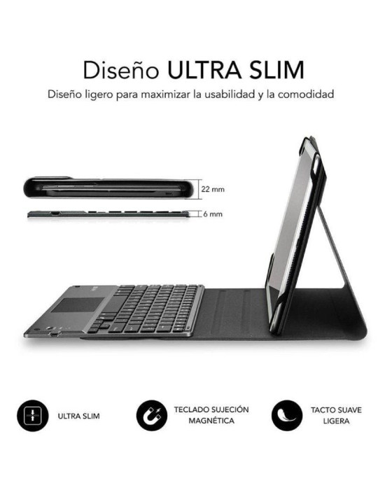 Funda con Teclado Subblim Keytab Pro Bluetooth Touchpad para Tablets de 10.1"-10.8"/ Negra