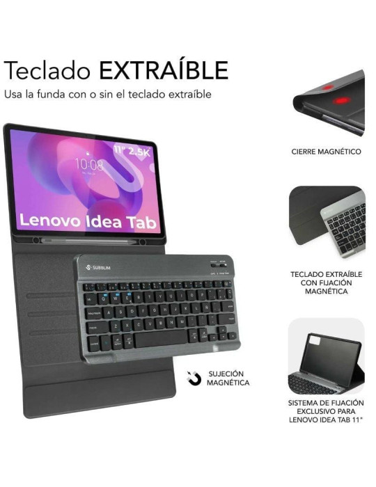 Funda con Teclado Subblim Keytab Pro BT Lenovo Idea Tab 11" 2025/ Negra