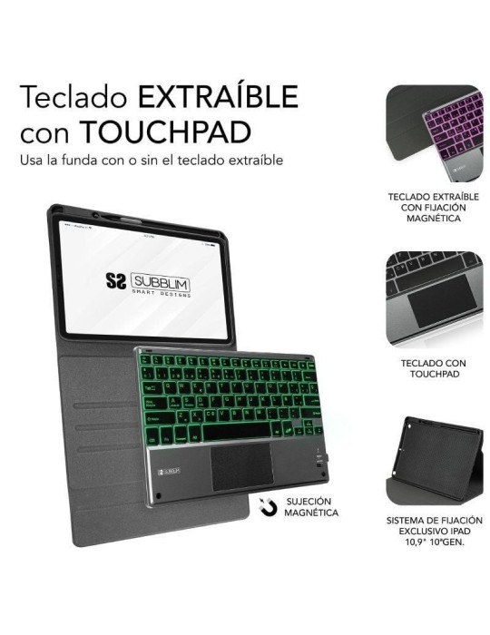 Funda con Teclado Subblim KeyTab Pro BT para Tablet iPad 10.9" 10a Gen/ Negra