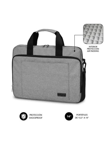 Maletín Subblim Air Padding Laptop Bag para Portátiles hasta 14"/ Cinta para Trolley/ Gris