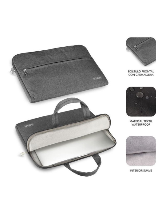 Maletín Subblim Business Laptop Sleeve para Portátiles hasta 15.6"/ Cinta para Trolley/ Gris