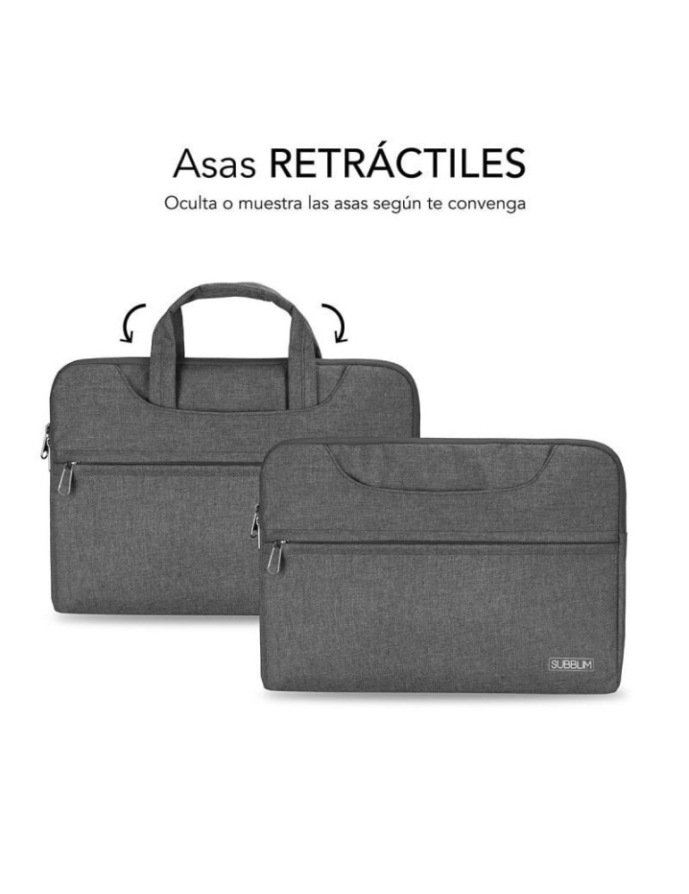 Maletín Subblim Business Laptop Sleeve para Portátiles hasta 15.6"/ Cinta para Trolley/ Gris
