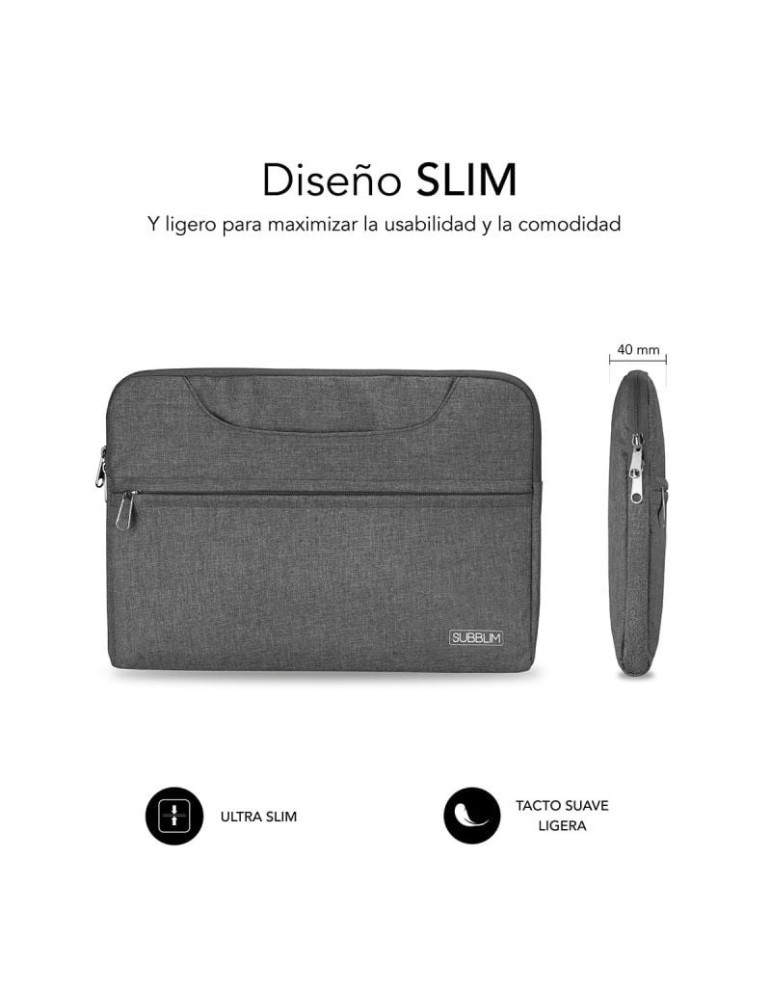 Maletín Subblim Business Laptop Sleeve para Portátiles hasta 15.6"/ Cinta para Trolley/ Gris