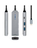 Docking USB Tipo-C Aisens ASUC-4P002-GR/ 1xHDMI 4K/ 2xUSB/ 1xUSB Tipo-C PD/ Gris