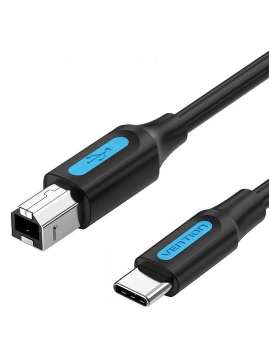 Cable USB 2.0 Impresora Vention CQUBF/ USB Tipo-B Macho - USB Tipo-C Macho/ 480Mbps/ 1m/ Negro