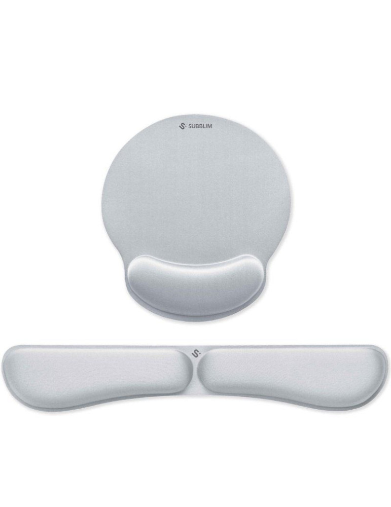 Pack de Reposamuñecas y Alfombrilla Ergonómica Subblim Ergo MemoryFlex/ Plateadas