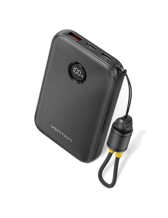 Powerbank 10000mAh Vention FKAB0-C/ 22.5W/ Negra/ Incluye Cable USB Tipo-C