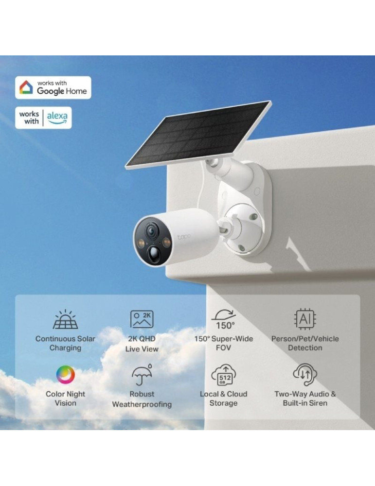Cámaras de Videovigilancia TP-Link Tapo C425 KIT/ Visión Nocturna/ Control desde APP/ Incluye Panel Solar