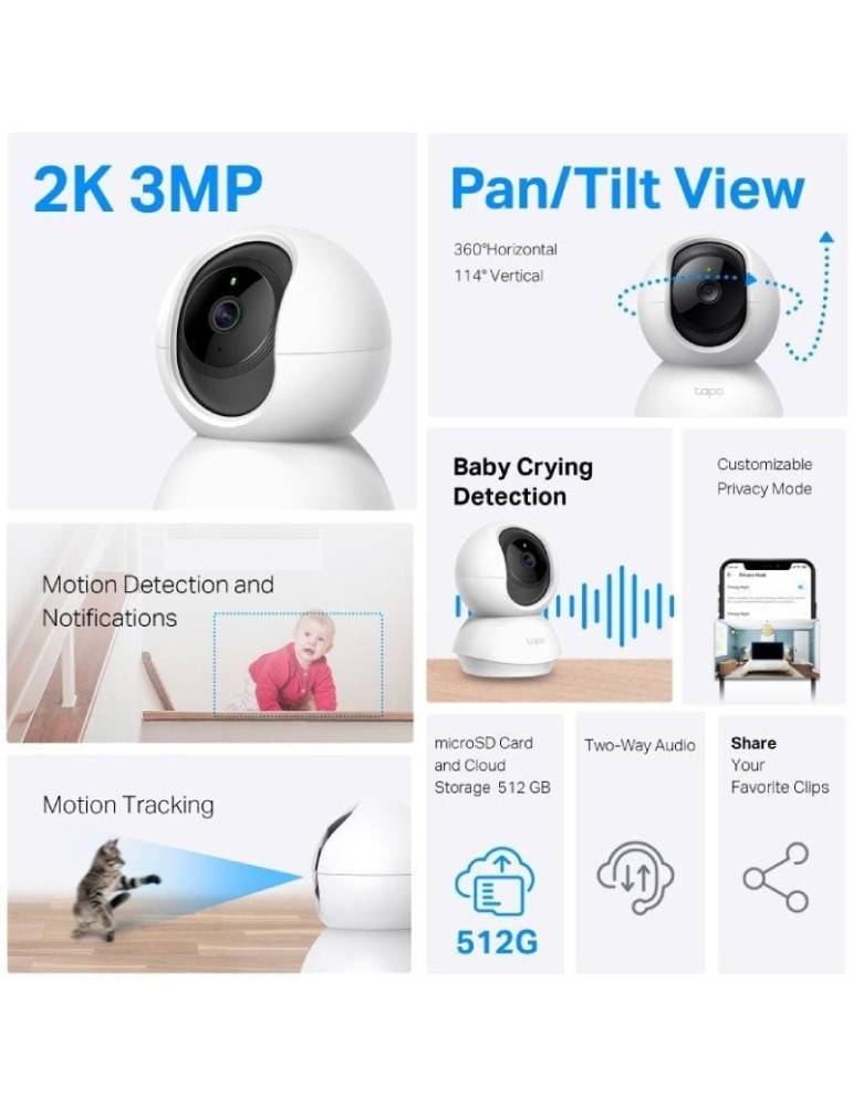 Cámara de Videovigilancia TP-Link Tapo TC71/ Visión Nocturna/ Control desde APP
