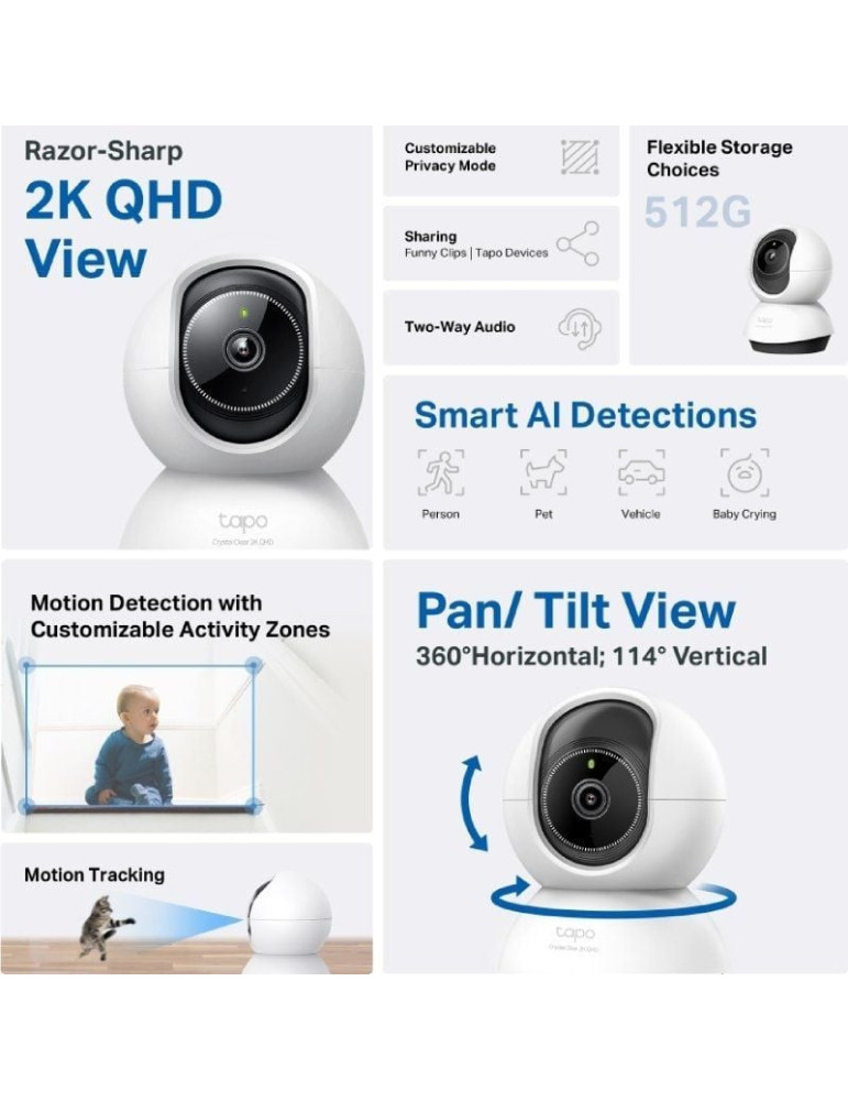 Cámara de Videovigilancia TP-Link Tapo TC72/ 360 / Visión Nocturna/ Control desde APP