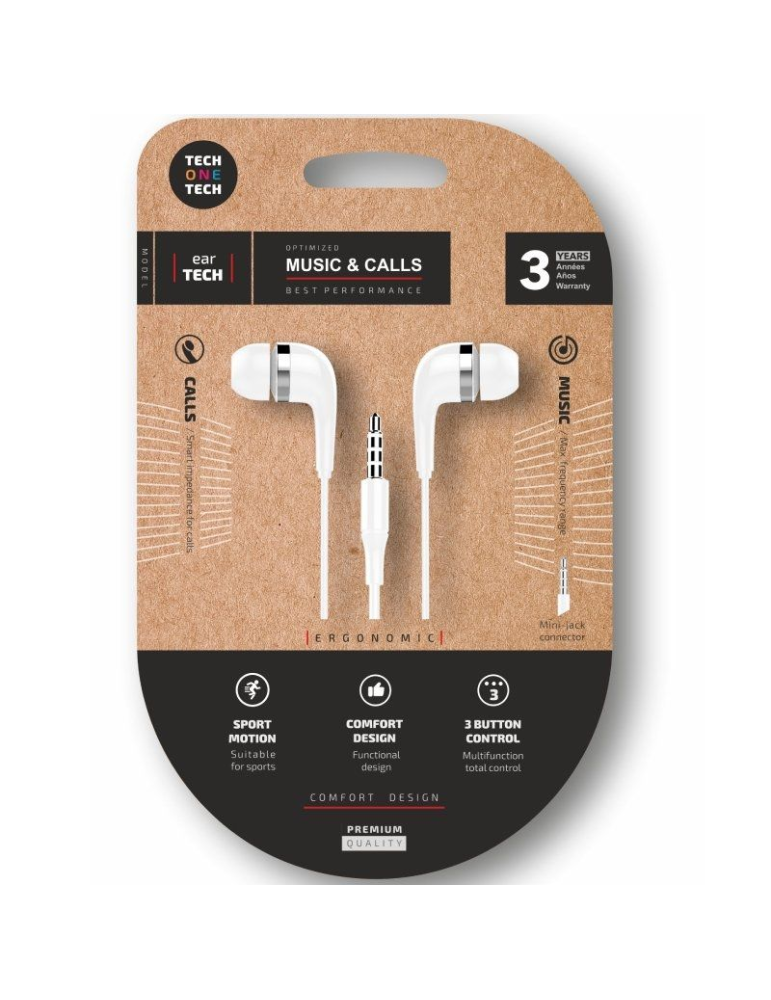 Auriculares Intrauditivos Tech One Tech soft earTECH TEC1004/ con Micrófono/ Jack 3.5/ Blancos