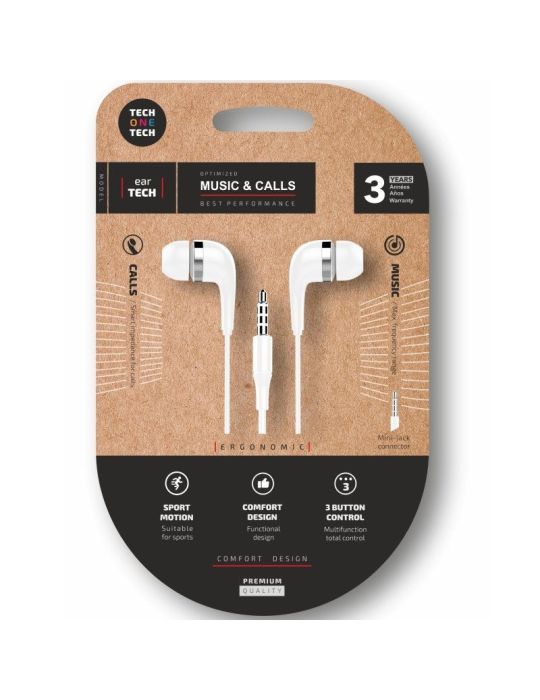 Auriculares Intrauditivos Tech One Tech soft earTECH TEC1004/ con Micrófono/ Jack 3.5/ Blancos