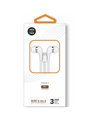 Auriculares Intrauditivos Tech One Tech earTECH TEC1304/ con Micrófono/ USB Tipo-C/ Blancos