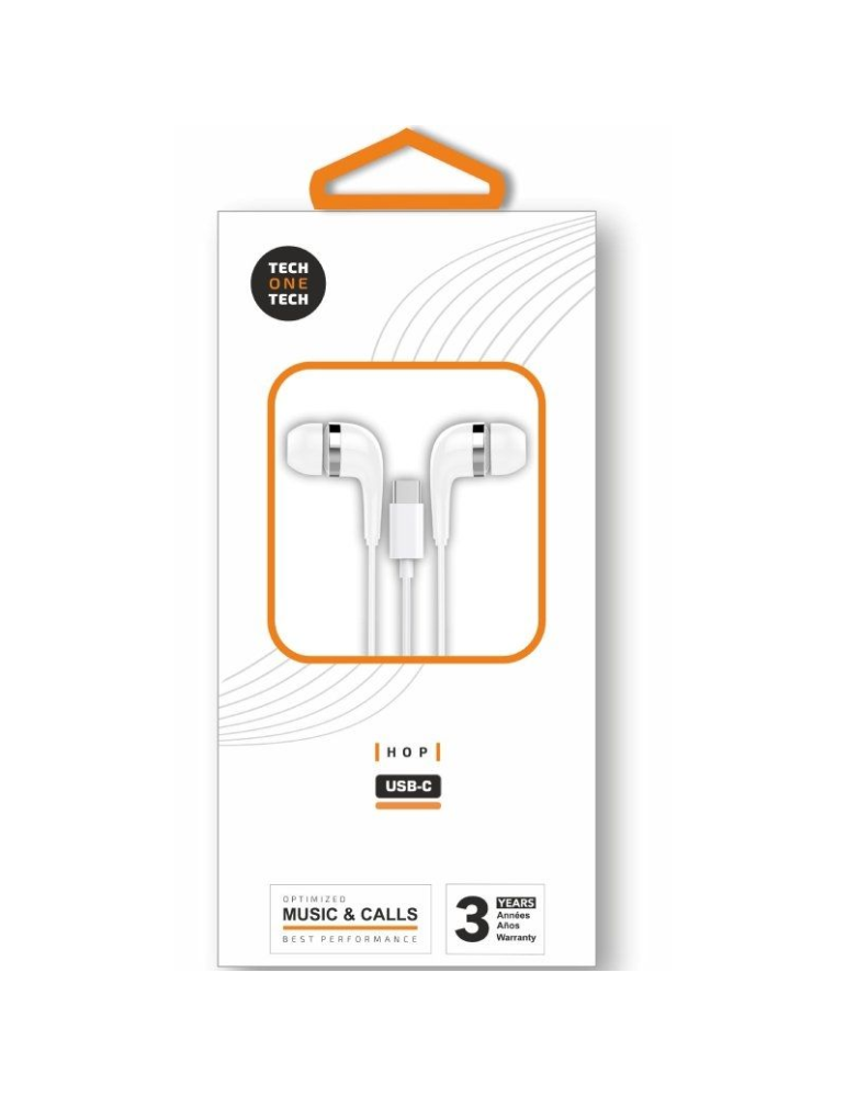 Auriculares Intrauditivos Tech One Tech earTECH TEC1304/ con Micrófono/ USB Tipo-C/ Blancos