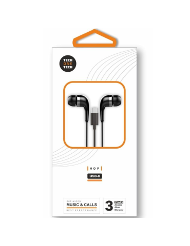 Auriculares Intrauditivos Tech One Tech earTECH TEC1305/ con Micrófono/ USB Tipo-C/ Negros