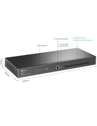 Switch Gestionable TP-Link Omada JetStream TL-SX3008F/ 8 Puertos/ SFP+ 10GE 2