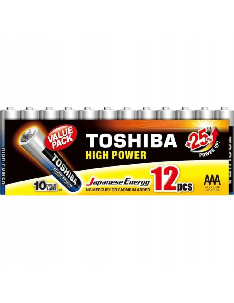 Pack de 12 Pilas AAA Toshiba High Power LR03/ 1.5V/ Alcalinas