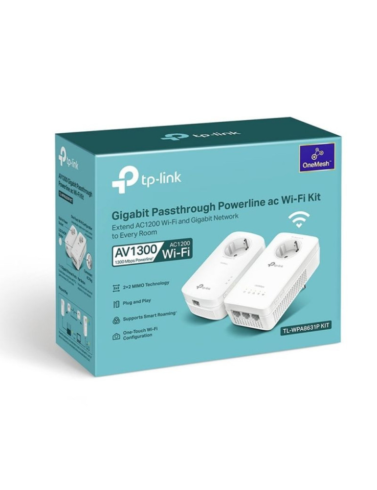 Adaptador Powerline TP-Link TL-WPA8631P 1300Mbps/ Alcance 300m/ Pack de 2