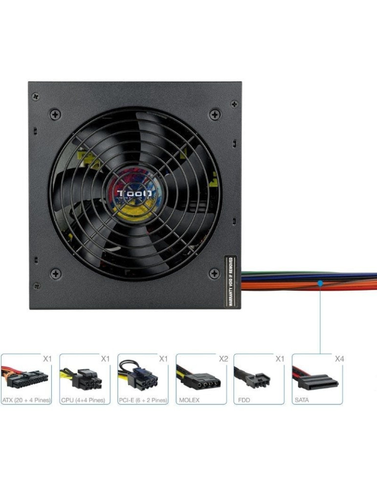 Fuente de Alimentación TooQ TQAPOLO-600SP/ 600W/ Ventilador 14cm