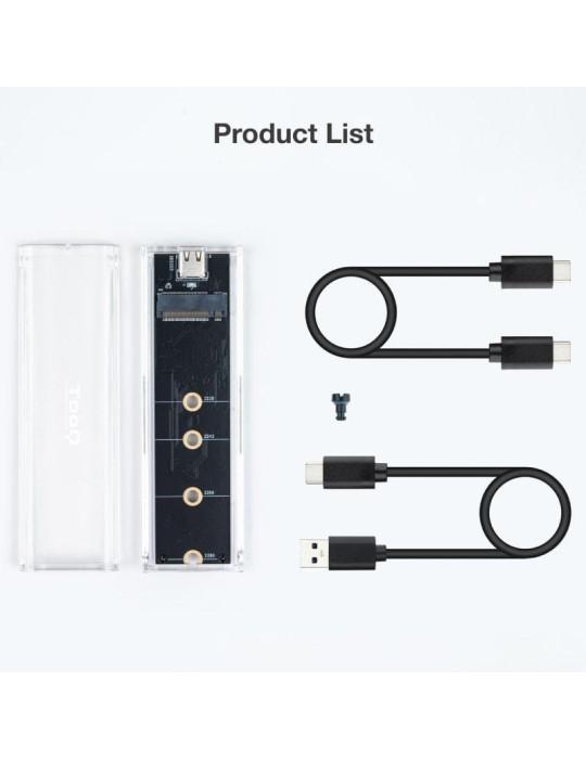 Caja Externa para Disco SSD M.2 NVMe TooQ TQE-2200/ USB 3.1 Gen2/ Sin tornillos