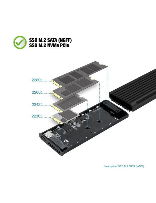Caja Externa para Disco SSD M.2 NVMe TooQ TQE-2222B/ USB 3.1 Gen2/ Sin tornillos