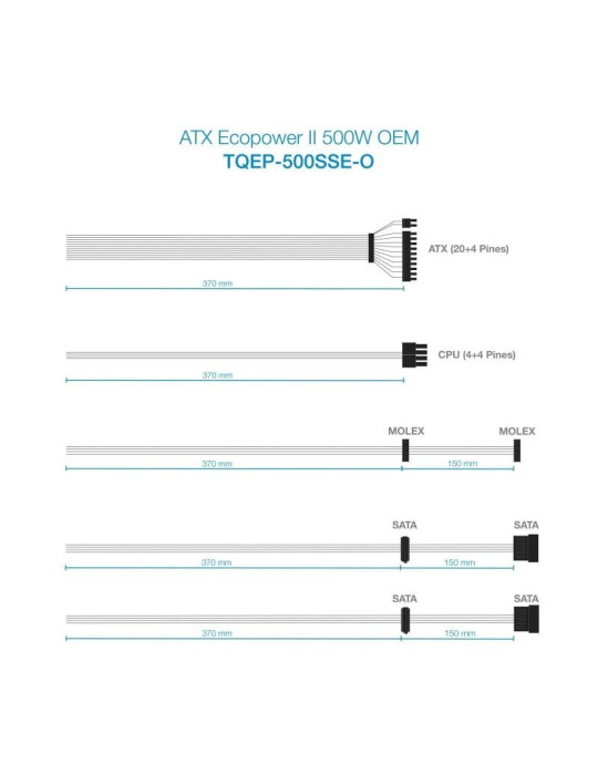 Fuente de Alimentación Tooq TQEP-500SSE-O OEM/ 500W/ Ventilador 12cm