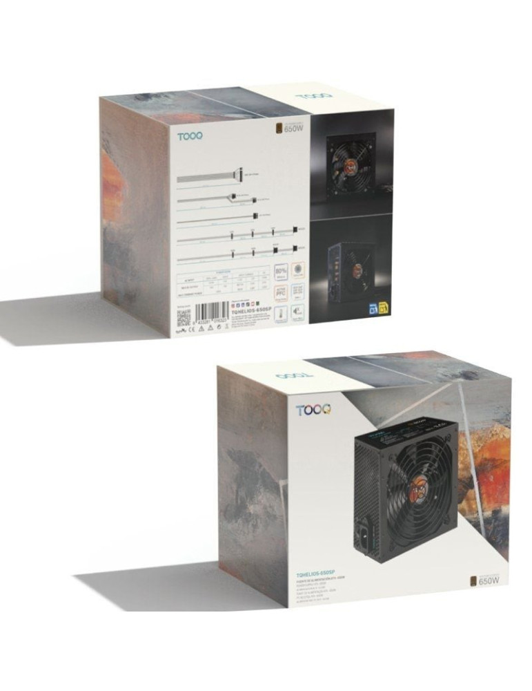 Fuente de Alimentación TooQ TQHELIOS-650SP/ 650W/ Ventilador 12cm/ 80 Plus Bronze