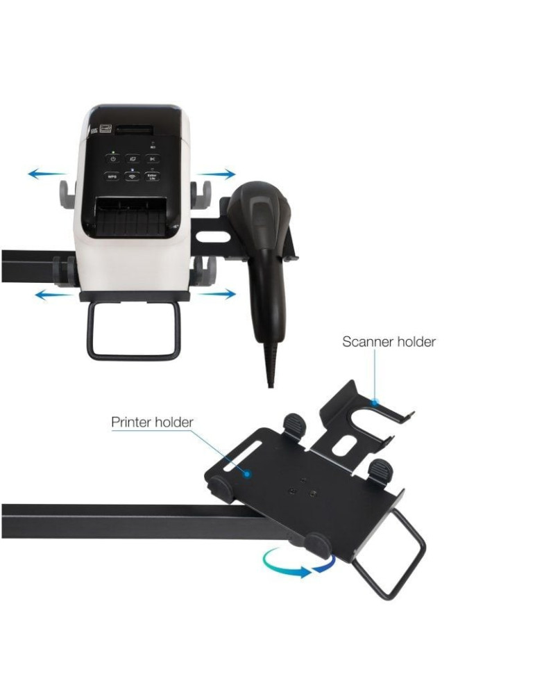 Soporte de Mesa para 2 Monitores, TPV, Impresora, Términal y Lector TooQ TQPM0002/ Giratorio/ Inclinable/ hasta 9kg